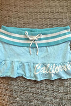 Blue Stripe Ruffle Mini Skirt