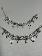 Cross Heart Double Layer Alloy Bracelet