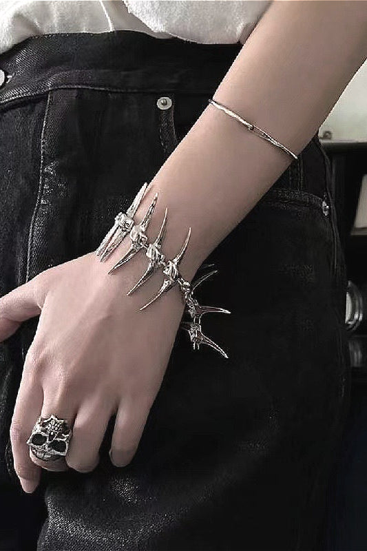 Gothic Silver Thorn Spike Bracelet Main image