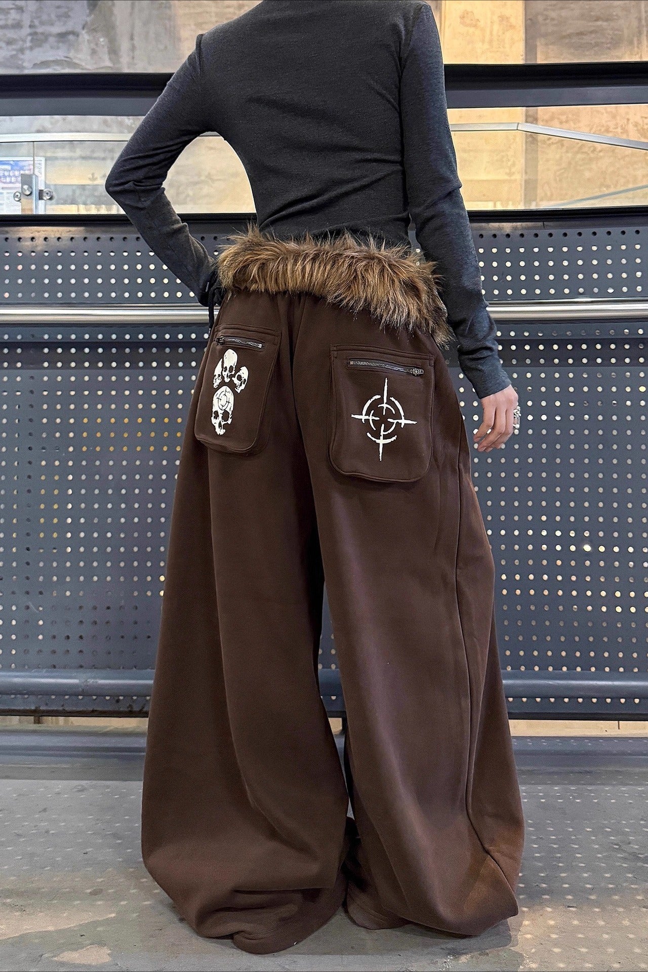 Y2K Elastic Double Waist Printed Casual Pants Main image