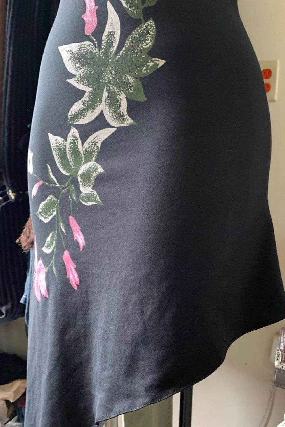 Black Floral Embroidered Asymmetric Tube Dress