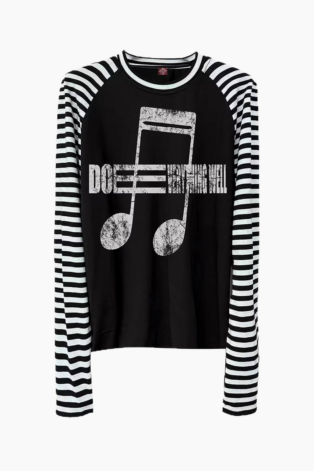 Street Note Letter Print Striped T-shirt
