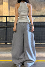 Vertical Letter Print Curved-Leg Sweatpants