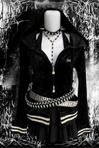 Lace Panel Embroidered Zip Hoodie