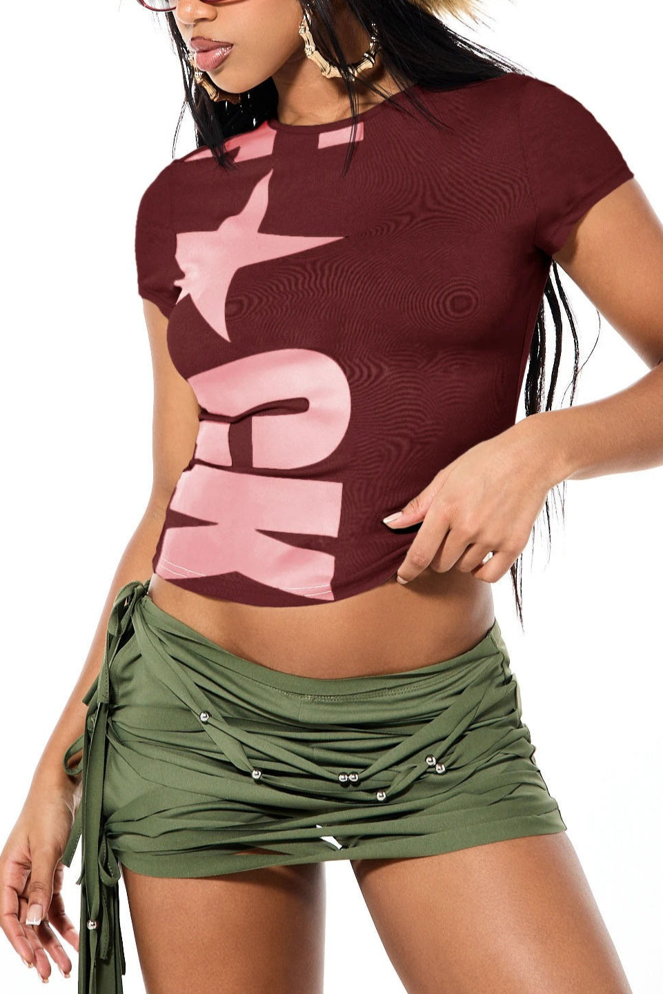 Star Letter Graphic Cropped T-Shirt