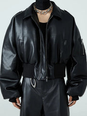 Short Thick PU Leather Jacket