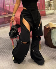 Zipper Adjust Gothic Loose Joggers Pant