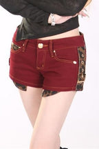 Leopard Trim Button Pocket Shorts