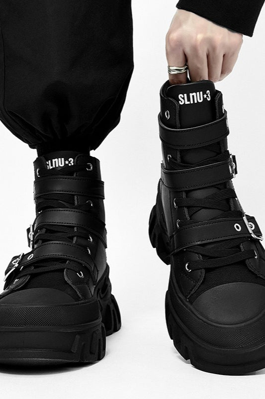 Strapped Platform High-Top Boots