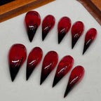 Black Red Gradient Cute Cat Paw Press On Nails