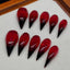 Black Red Gradient Cute Cat Paw Press On Nails