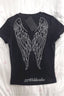 Letter Rhinestone Angel Wings Short Sleeve T-shirt