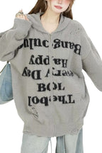 Fluffy Letter Graphic Pullover Hoodies