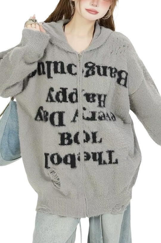 Fluffy Letter Graphic Pullover Hoodies