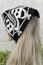 Skull Crochet Knit Headscarf Hat