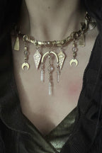 Vintage Moon Star Tassel Choker Necklace