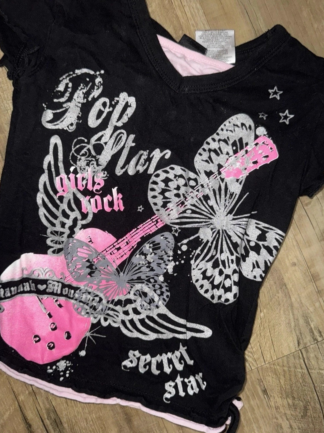 Y2K Butterfly Print Drawstring T-Shirt Secondary image