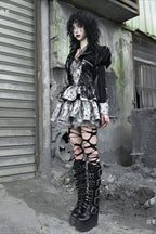 Punk PU Fishnet Mesh Halter Slip Mini Dress