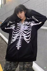 Gothic Skeleton Zipper Hoodie