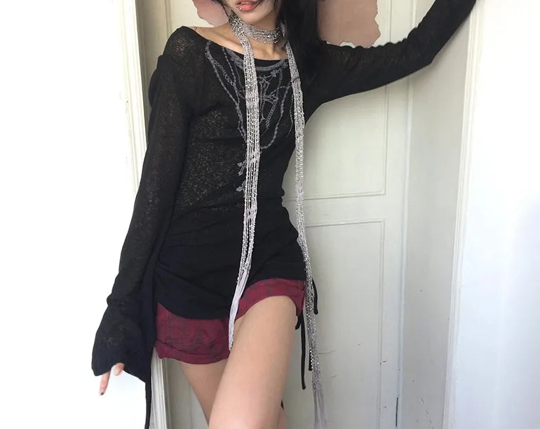 Tattoo Print Knit Top Secondary image