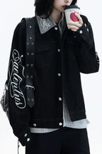 Embroidered Contrast Collar Jackets
