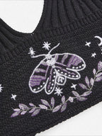 Gothic Moth Embroidery Halter Top