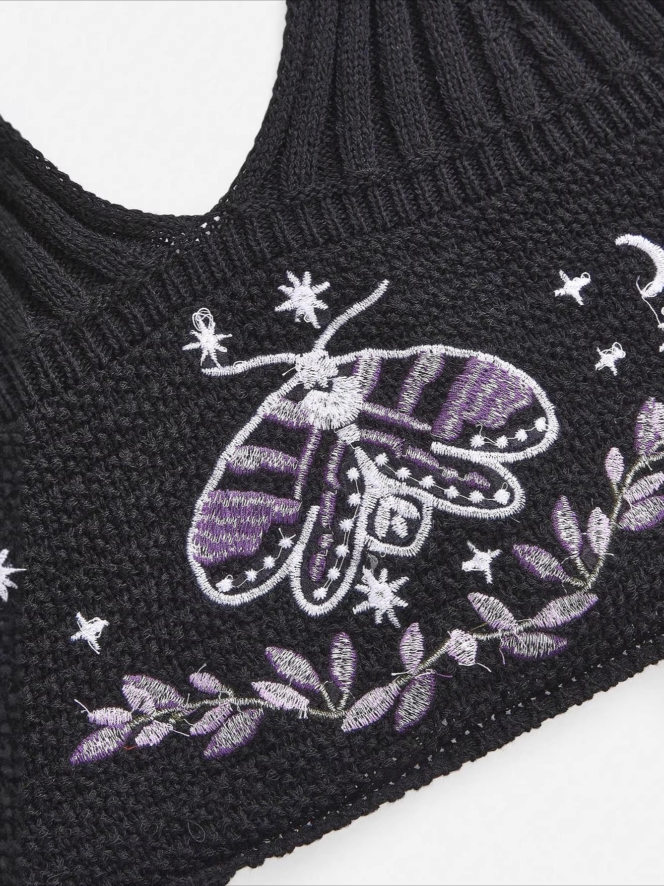 Gothic Moth Embroidery Halter Top