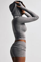 Cropped Zip Hoodie Shorts Sets