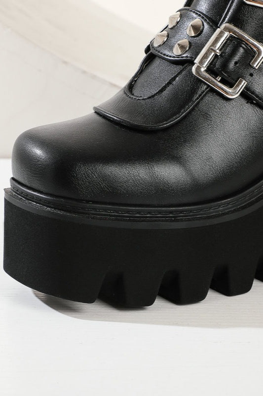 Multi-Buckle Knee-High Platform Boots