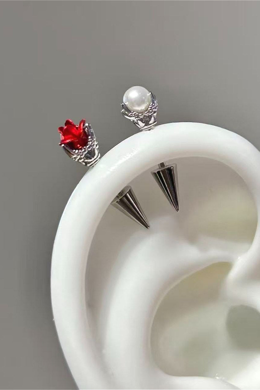 Punk Style Red Rose Demon Earrings Main image