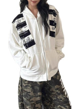 Graphic Patch Zip Up Hoodies