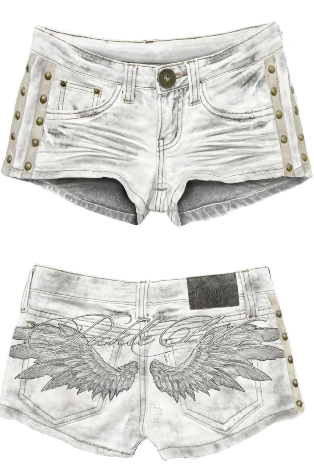 Studded Embroidered Denim Hot Pants
