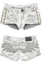 Studded Embroidered Denim Hot Pants