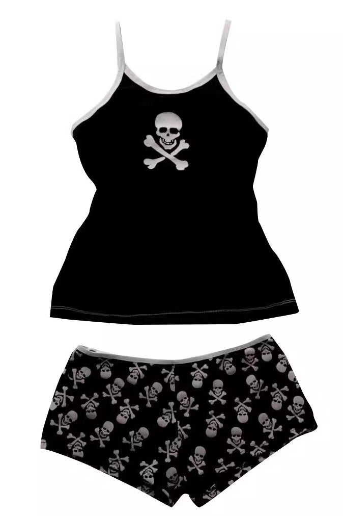Skull Print Cami Top And Shorts Set