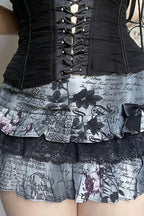 Halloween Gothic Lace Trim Low Waist Ruffled Mini Skirt