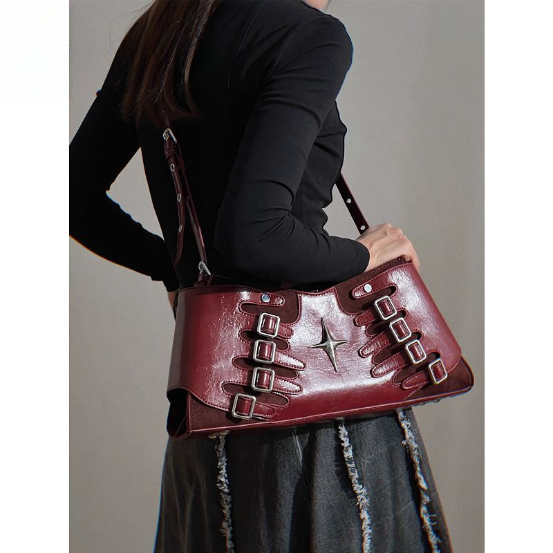Y2K Spicy Girls Harajuku Gothic High Street Red Punk Crossbody Shoulder Bag Halloween