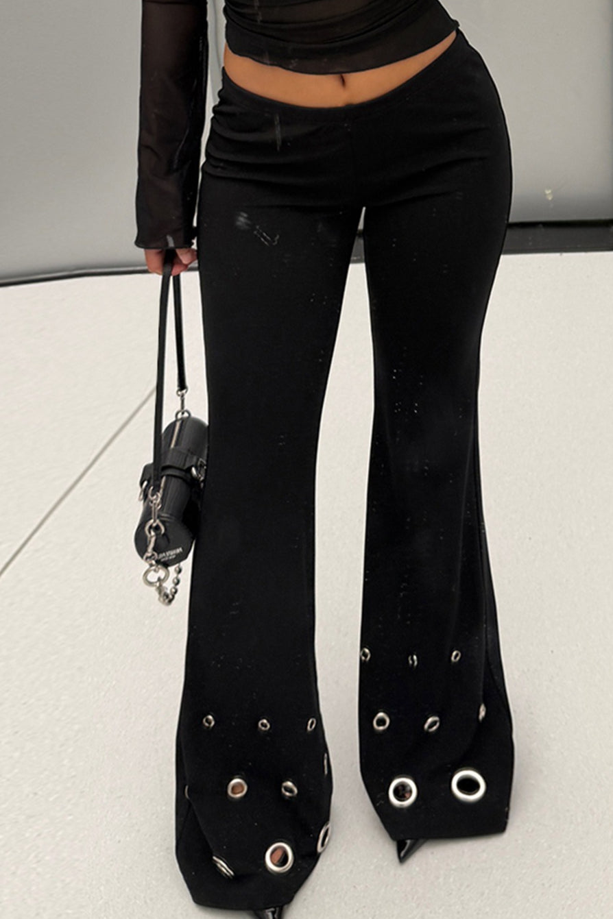 Eyelet Flared Pants
