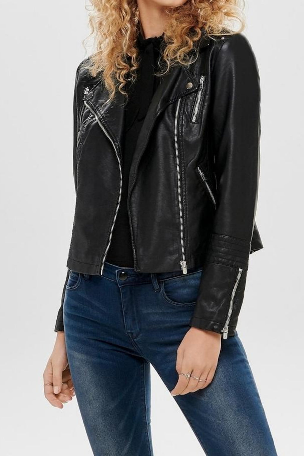 PU Leather Vintage Moto Plus-size Jacket