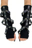 Crossed Eyelet Strap Fingerless Gloves