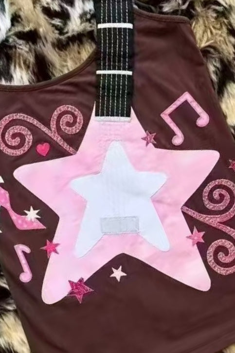 Guitar Print Cami Crop Top