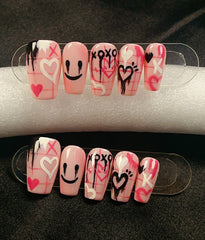 Millennial Hot Girl Black Pink Press On Nails