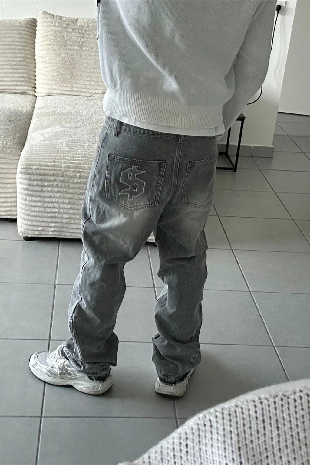 Distressed Washed Wide Leg Jeans