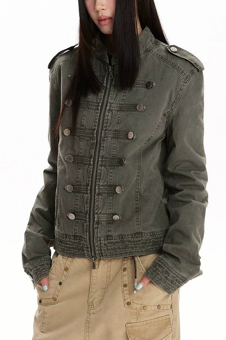 Double Button Washed Denim Jackets
