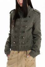 Double Button Washed Denim Jackets