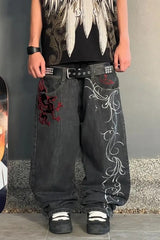 Street Style Wide Leg Denim Pants