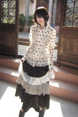 Niche Alt Y2K Plaid Patchwork Maxi Skirt