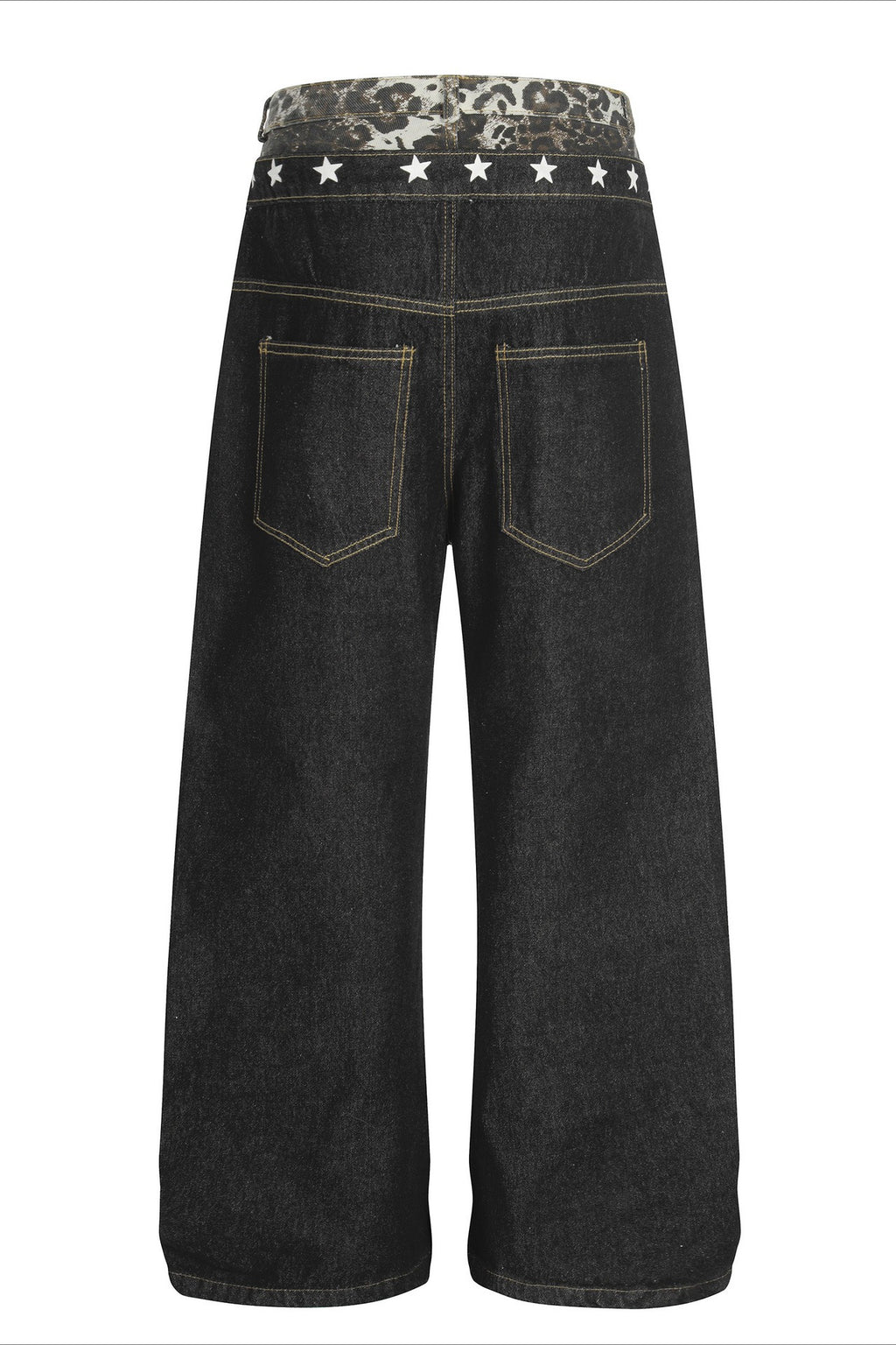 Double Waistband Tie Curved Blade Baggy Stacked Pants