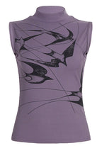 Bat Graphic Mock Neck Tank Top