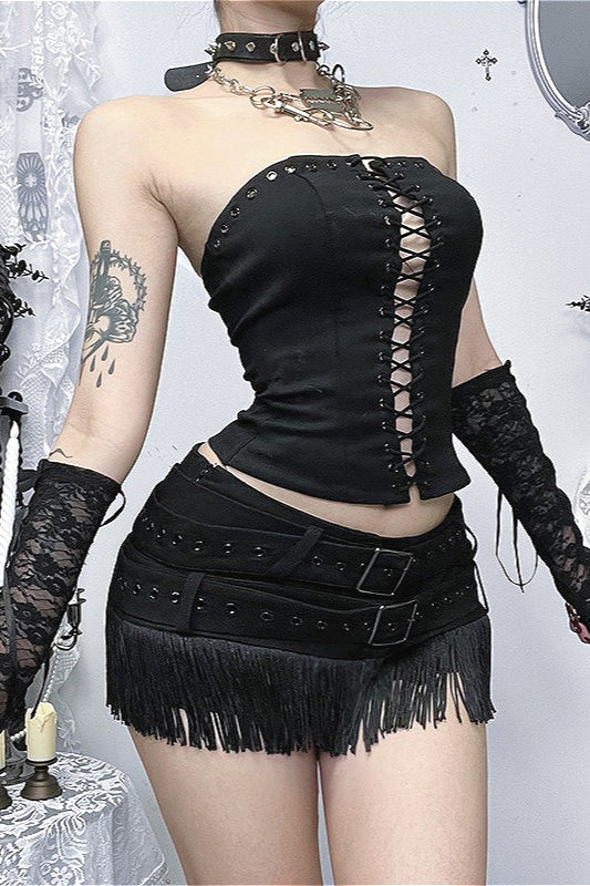 Punk Eyelet Lace Up Corset