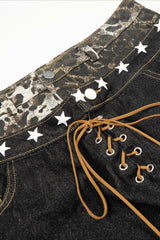 Double Waistband Tie Curved Blade Baggy Stacked Pants